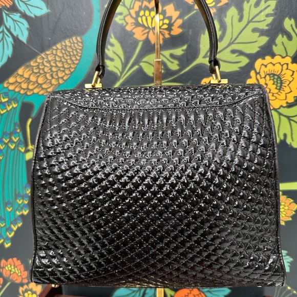 Bally Vintage Quilted Patent Leather Top Handle Satchel - Picture 9 of 13